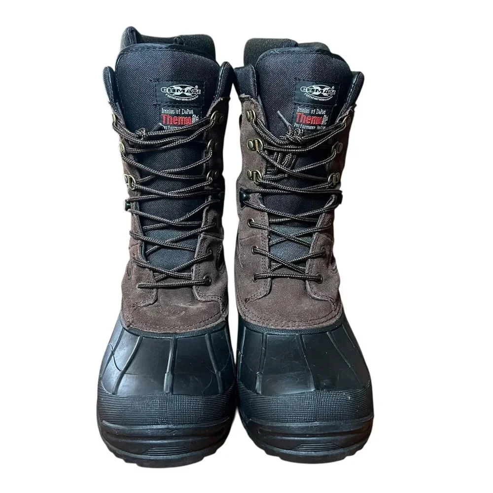 Snow Boots Mens Size 10 Brown Waterproof ThermoLite Duck Winter Insulated